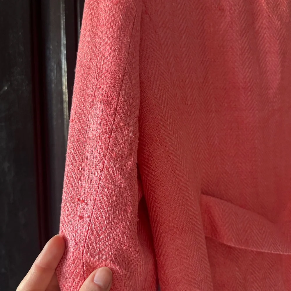 Nina Mclemore Silk Coral Textured Blazer, coral pink, size 10 - Picture 8 of 8